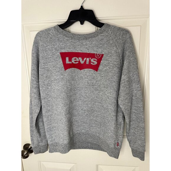 Levis Gray Crewneck Lightweight Sweatshirt With Red Logo Size Small Made Of Soft - Picture 6 of 8